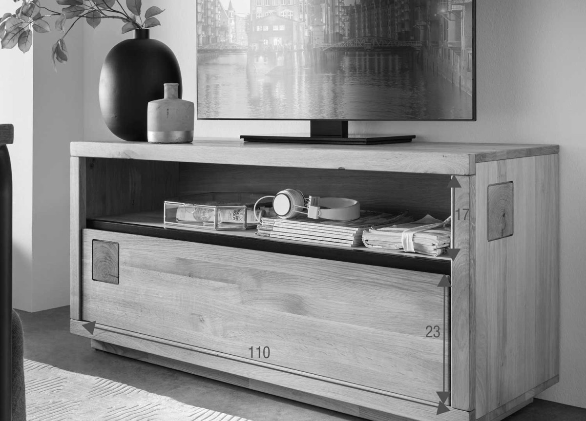 Meuble TV 120 cm - 1 Tiroir, 1 Niche