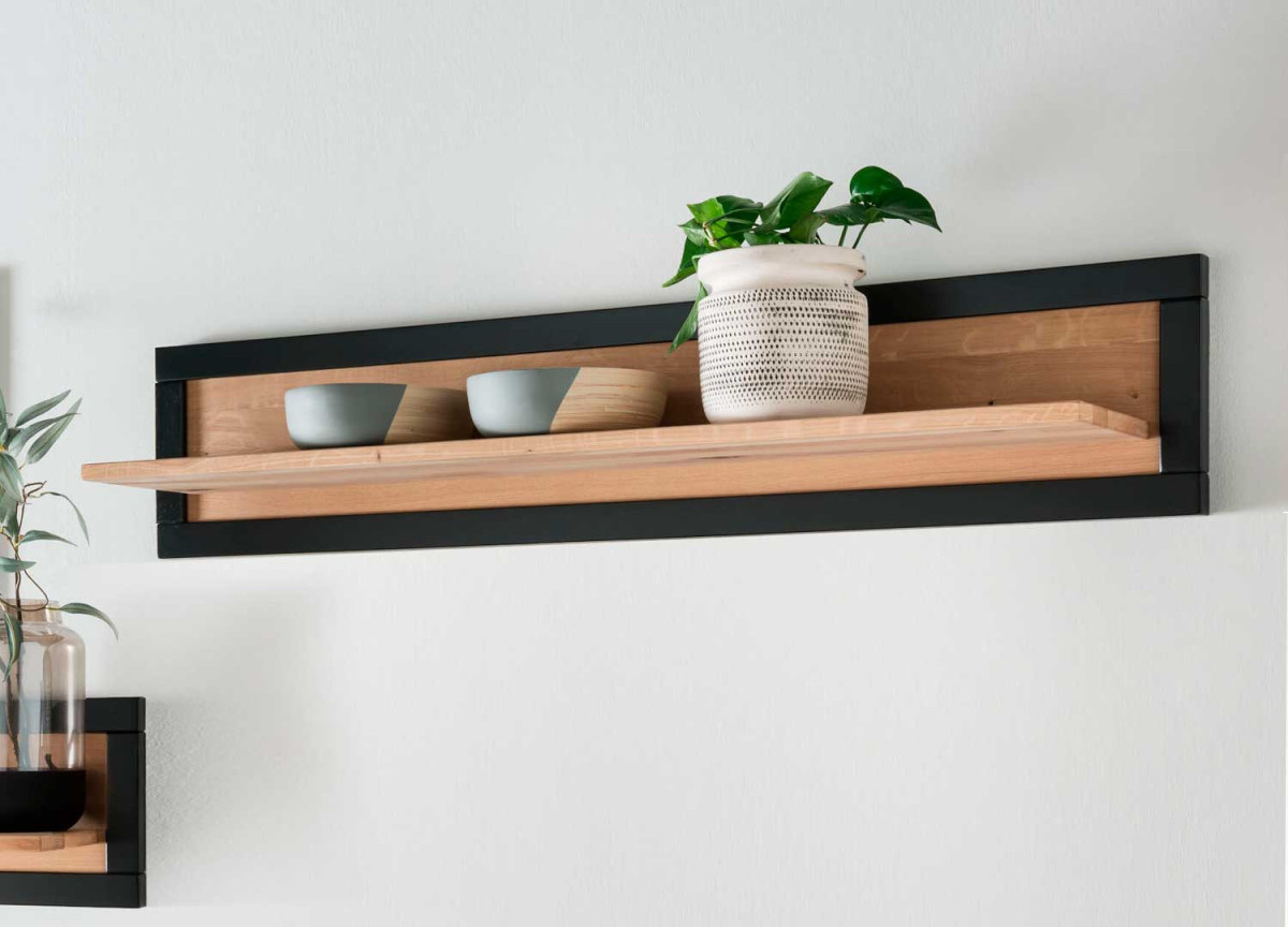 Étagère murale en bois et noir