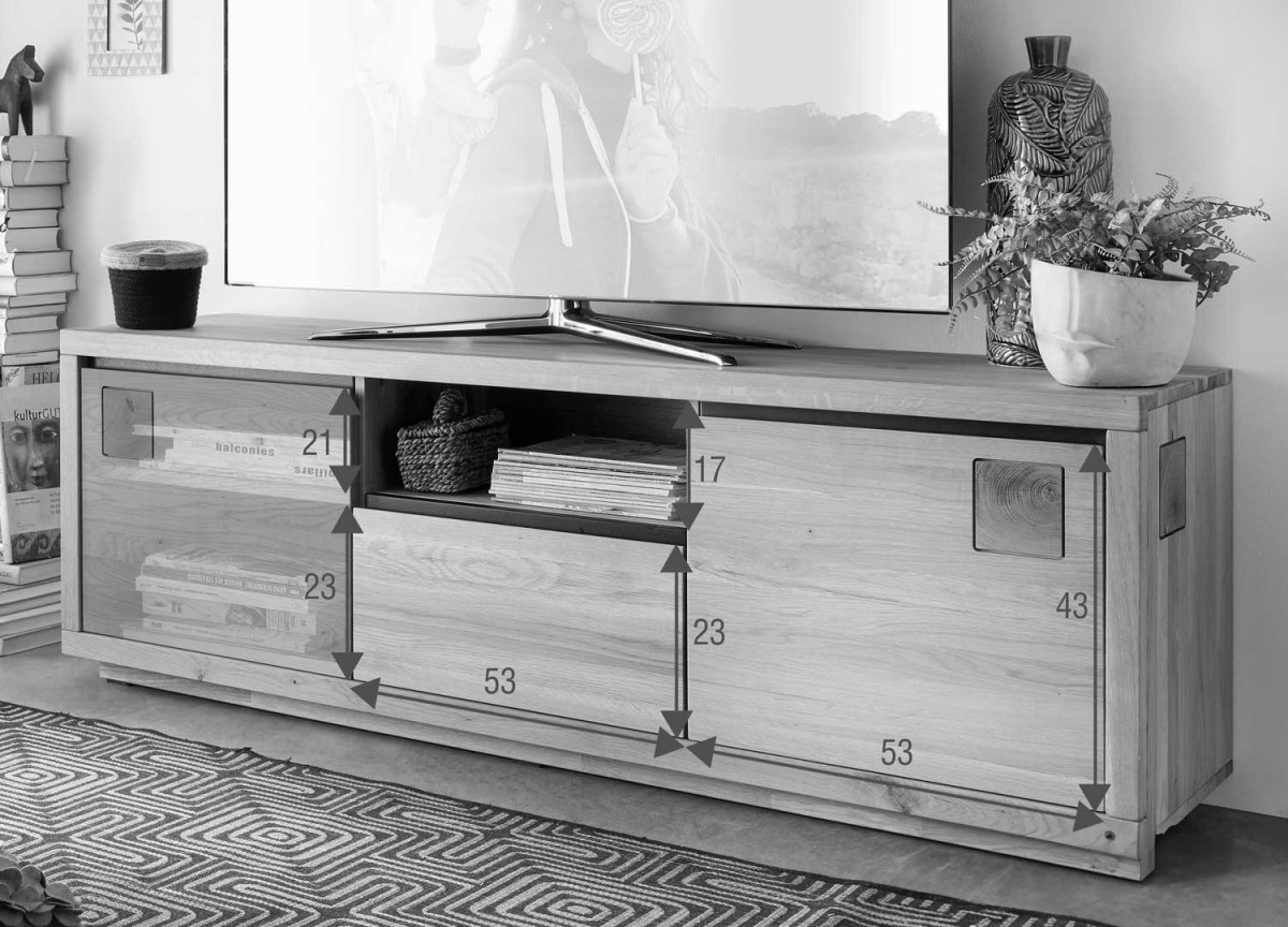 Meuble TV Moderne | Chêne Huilé 170 cm