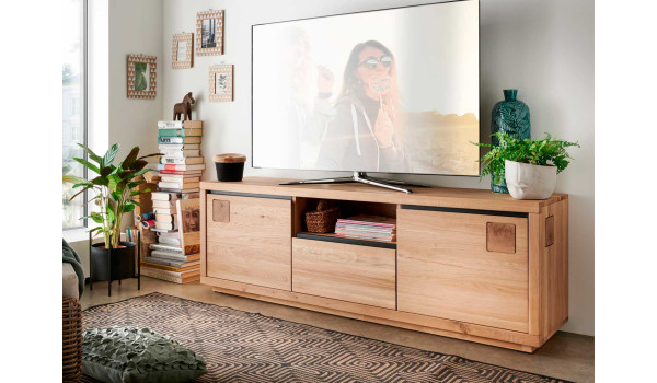 Meuble tv avec lumières led pour salon - armoire tv moderne chêne