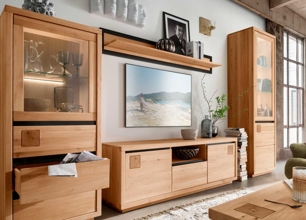 Ensemble tv contemporain en bois de chêne