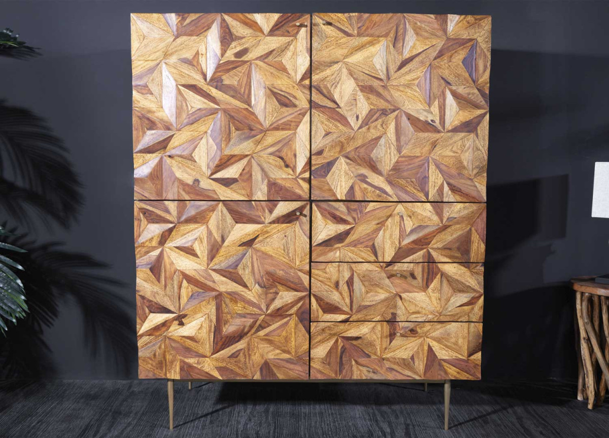 Bahut haut sesham façades en bois sculpté