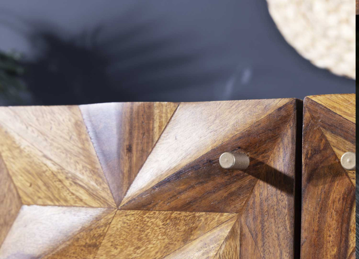Meuble Bar en Bois Massif Façades en Relief