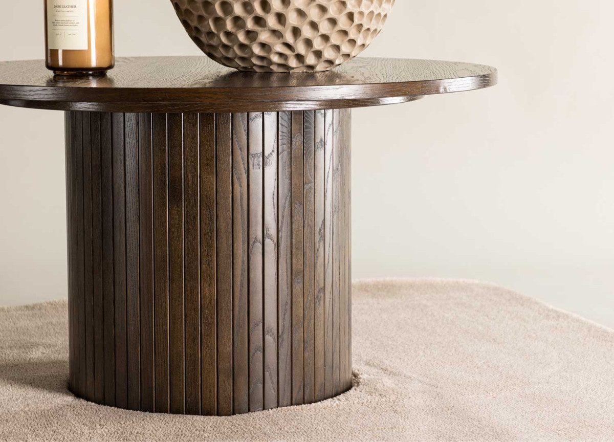 Table basse ronde 80x80 imitation bois moka