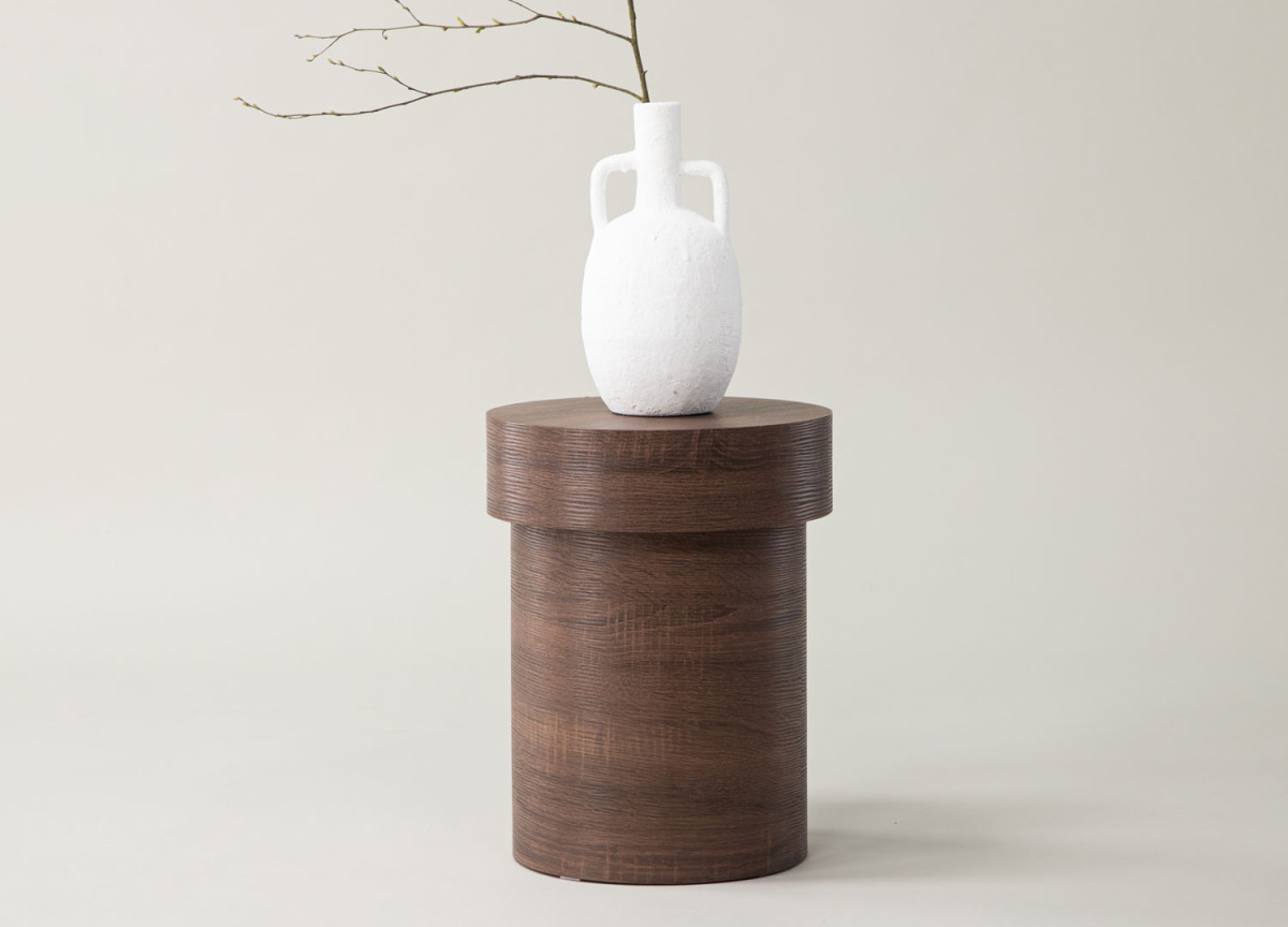 Table basse ronde design bois moka