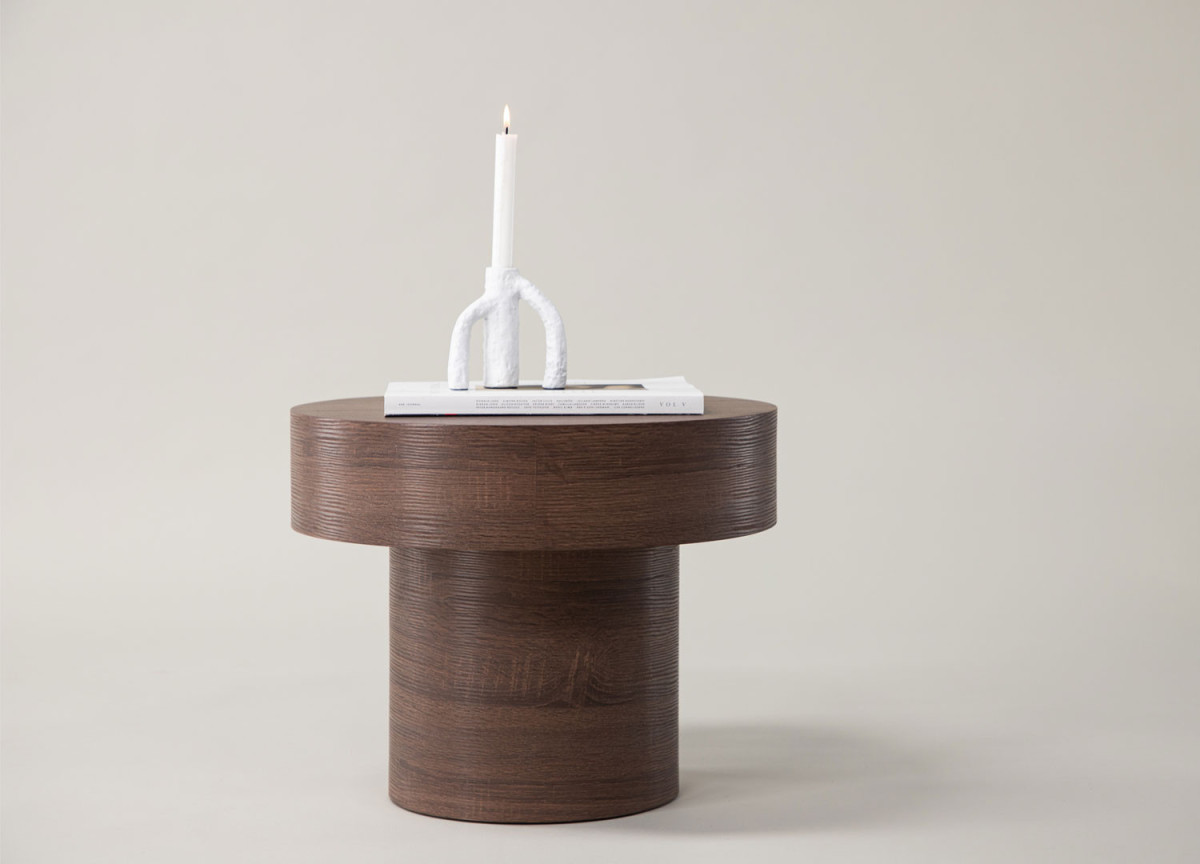 Table basse ronde moderne bois foncé