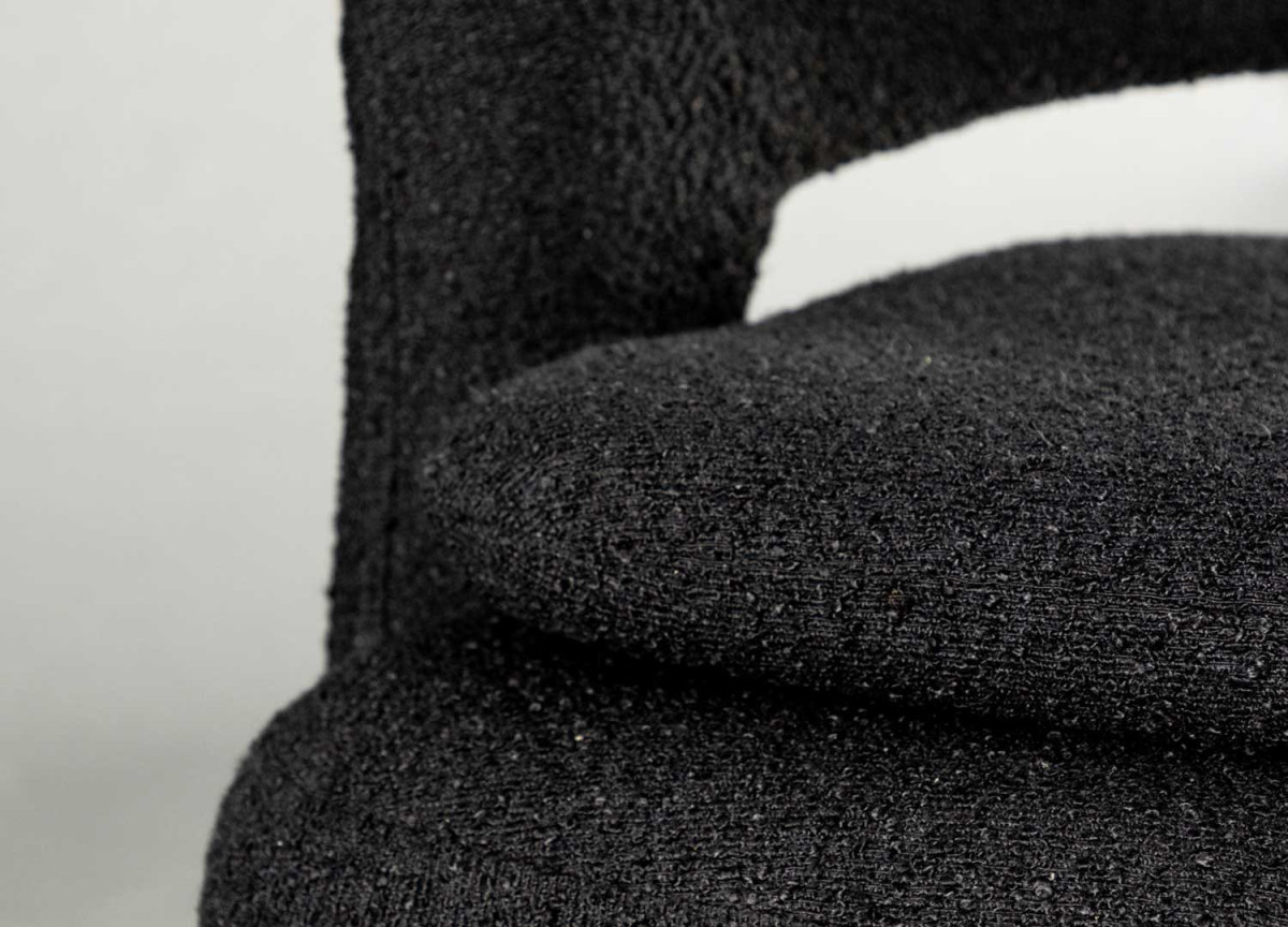 Fauteuil Rotatif Confortable Tissu Teddy Noir