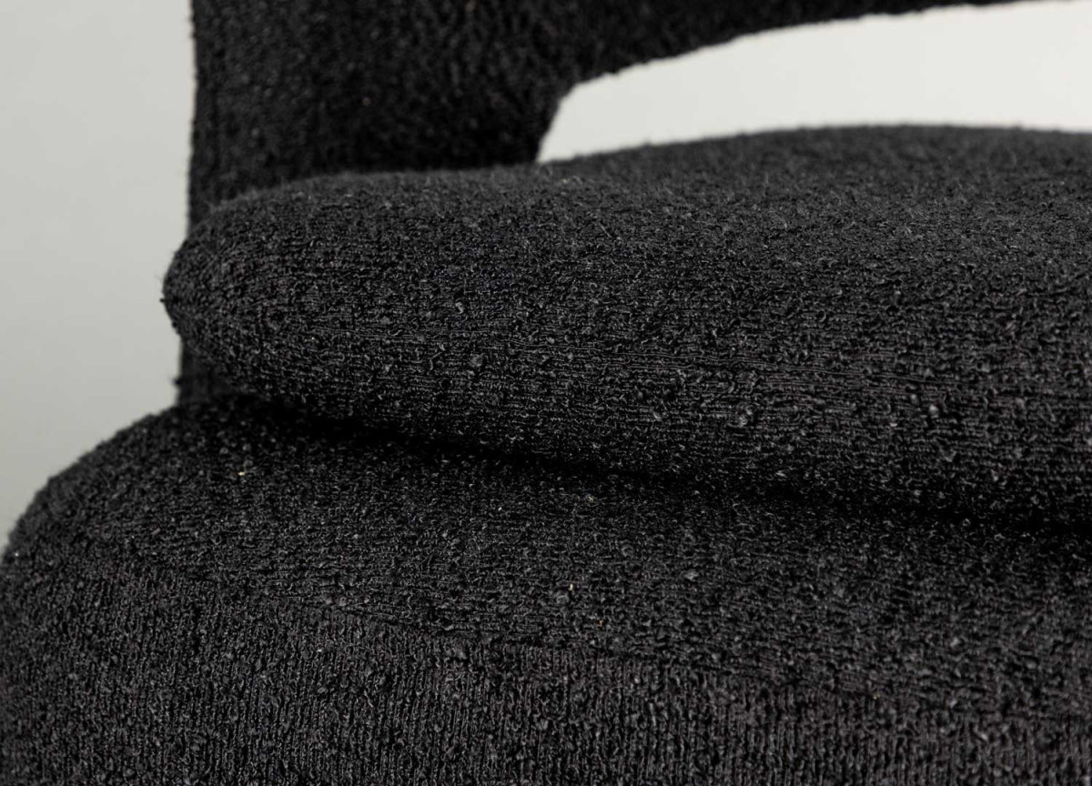 Fauteuil Rotatif Confortable Tissu Teddy Noir