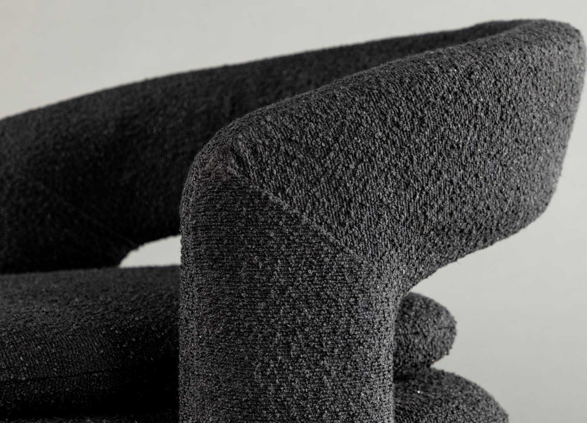 Fauteuil Rotatif Confortable Tissu Teddy Noir
