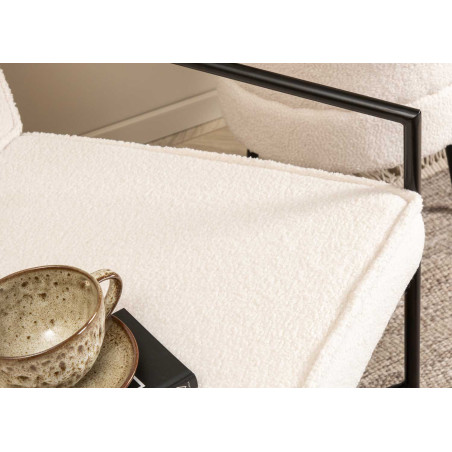 Fauteuil Moderne en Métal et Tissu Bouclé