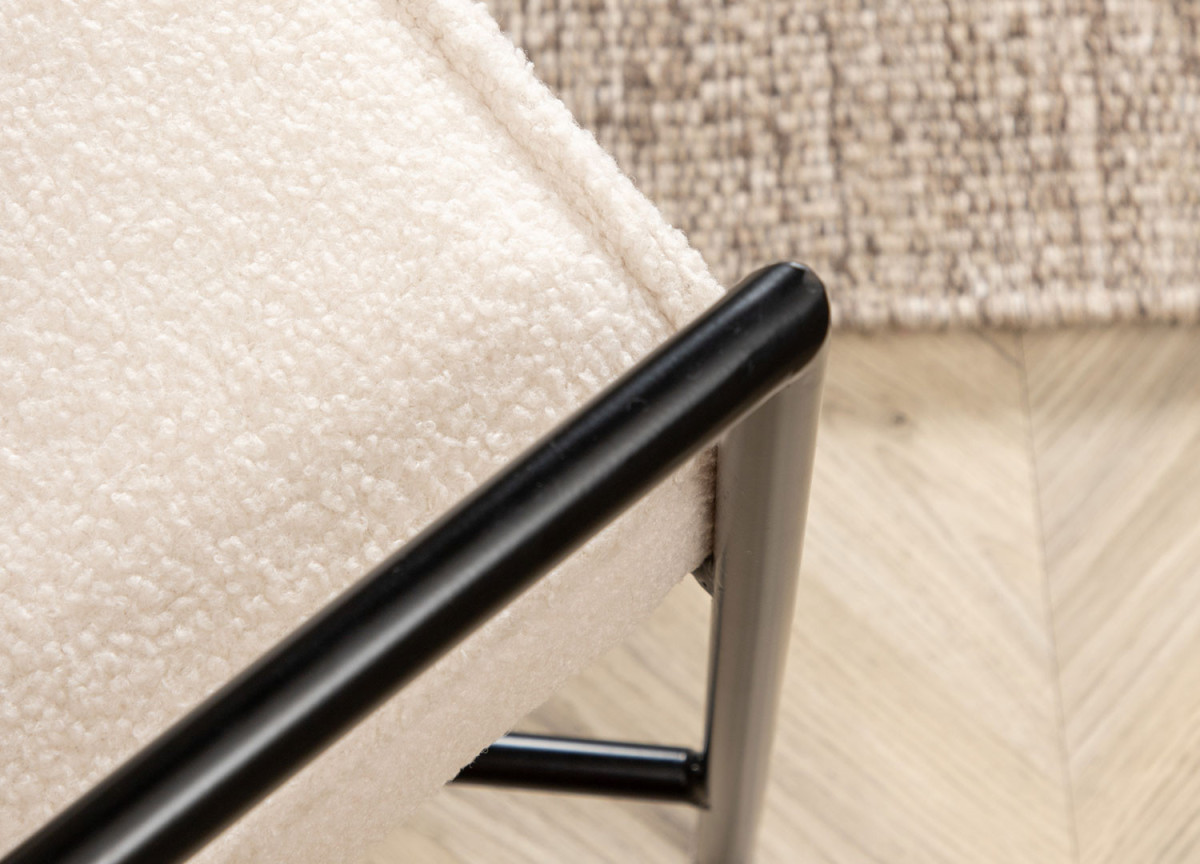 Fauteuil Moderne en Métal et Tissu Bouclé