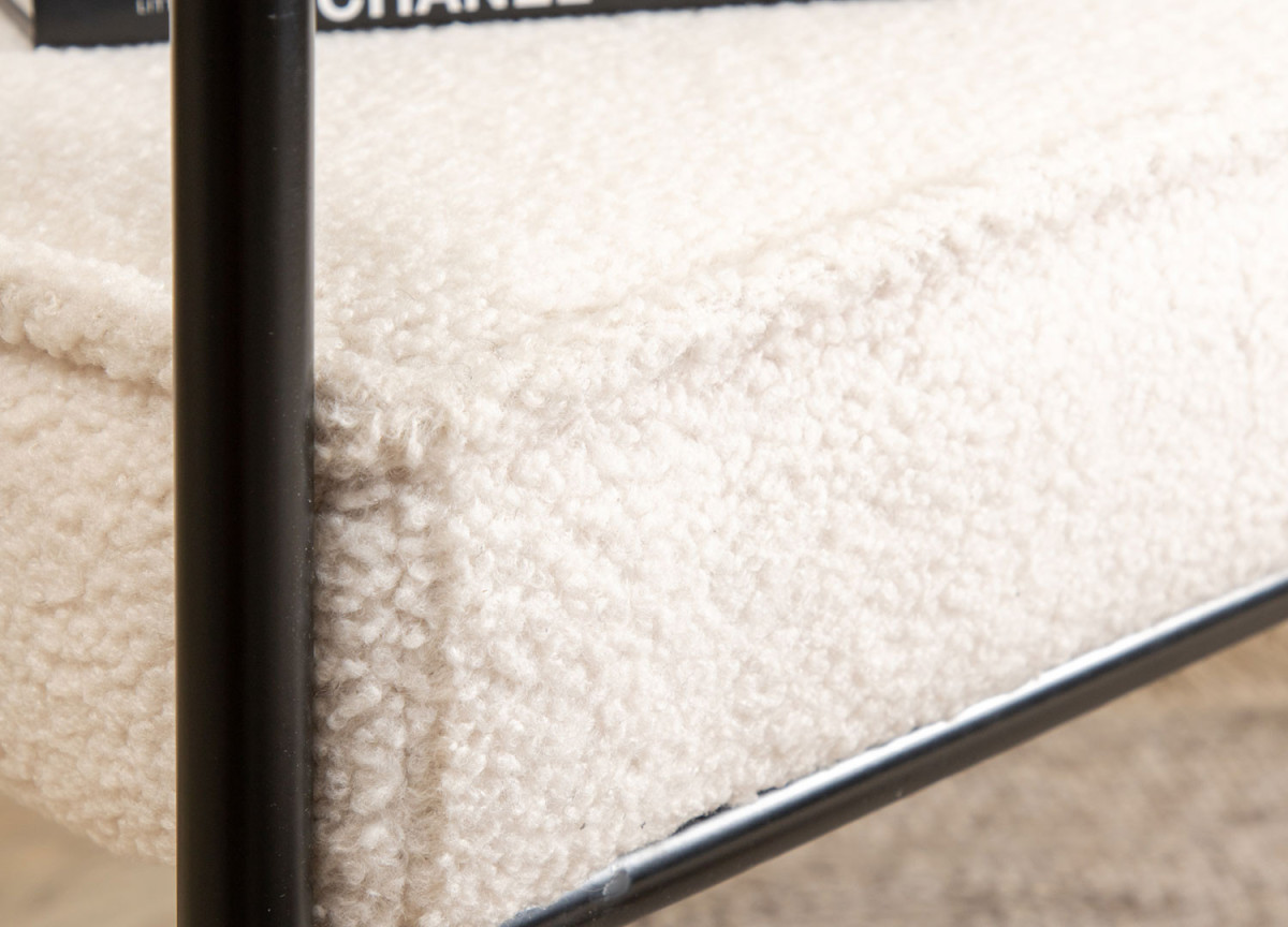 Fauteuil Moderne en Métal et Tissu Bouclé