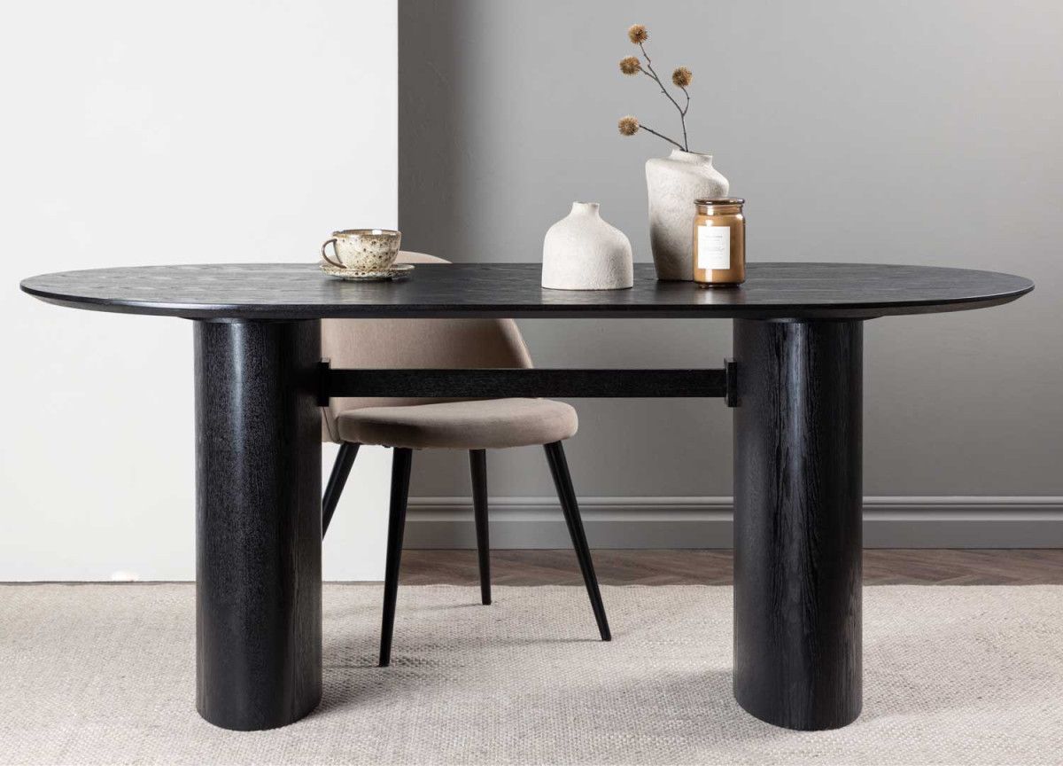 Table de repas noir 180 cm