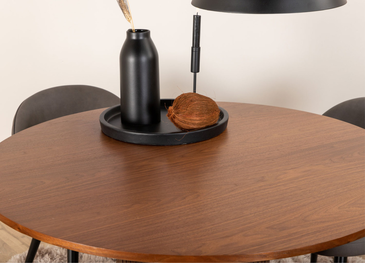 Table à manger ronde 110 cm noyer