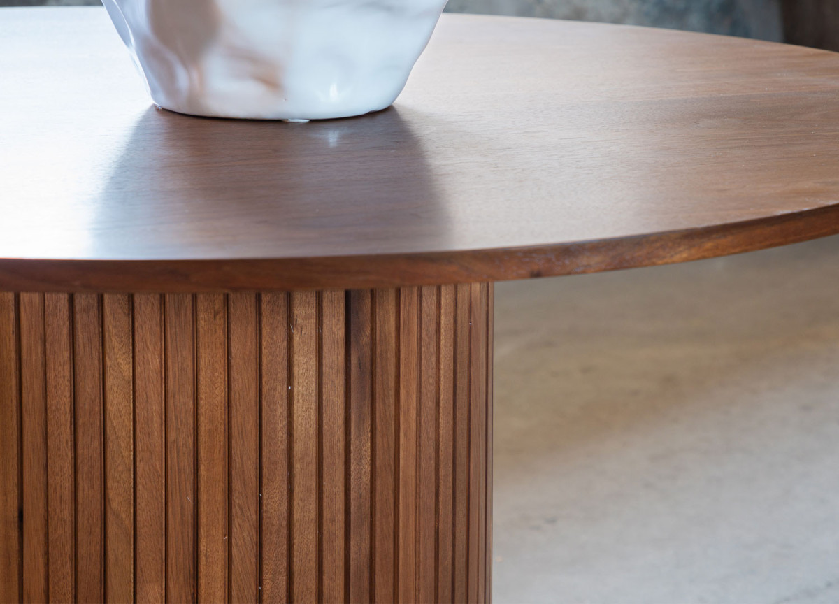 Table à manger ronde 110 cm noyer