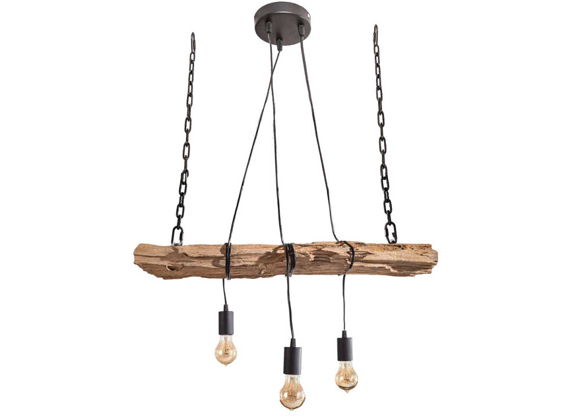 Suspension luminaire poutre en bois massif