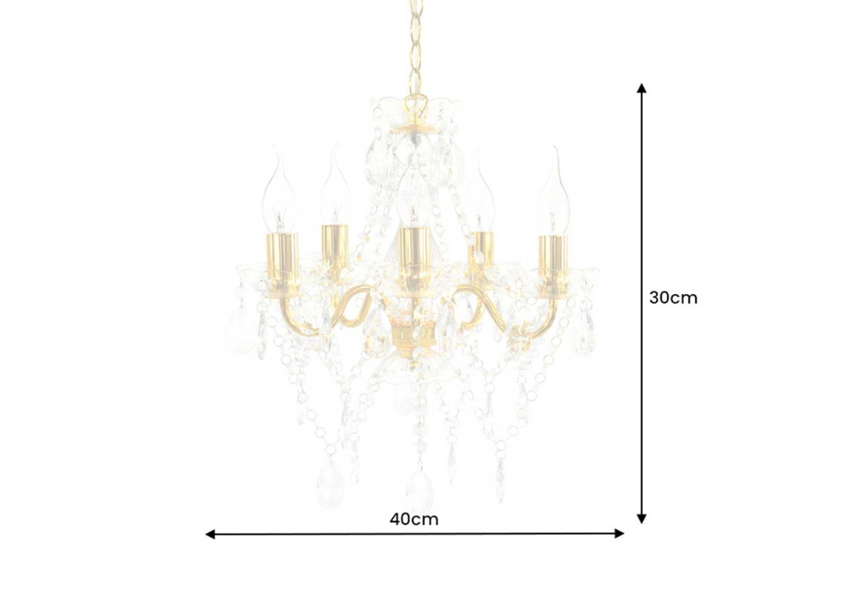 Lustre suspendu transparent et doré