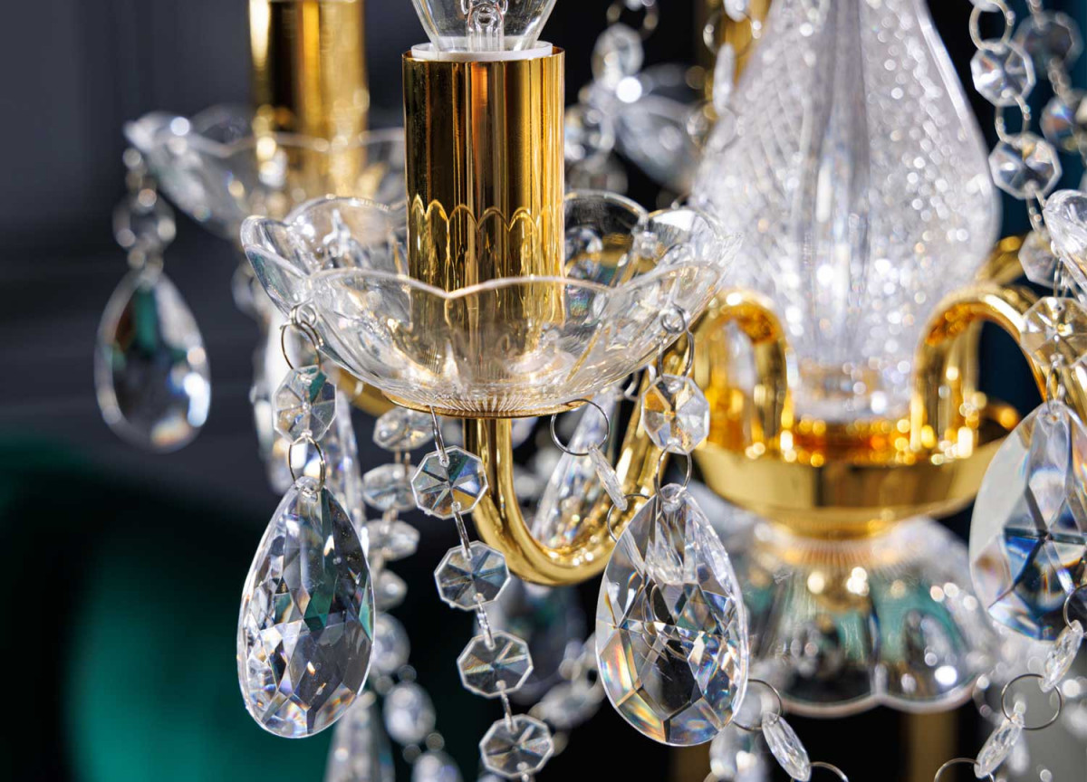Lustre suspendu transparent et doré