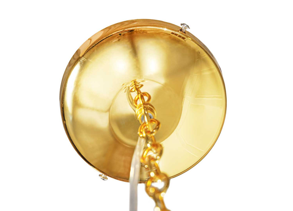 Lustre suspendu transparent et doré