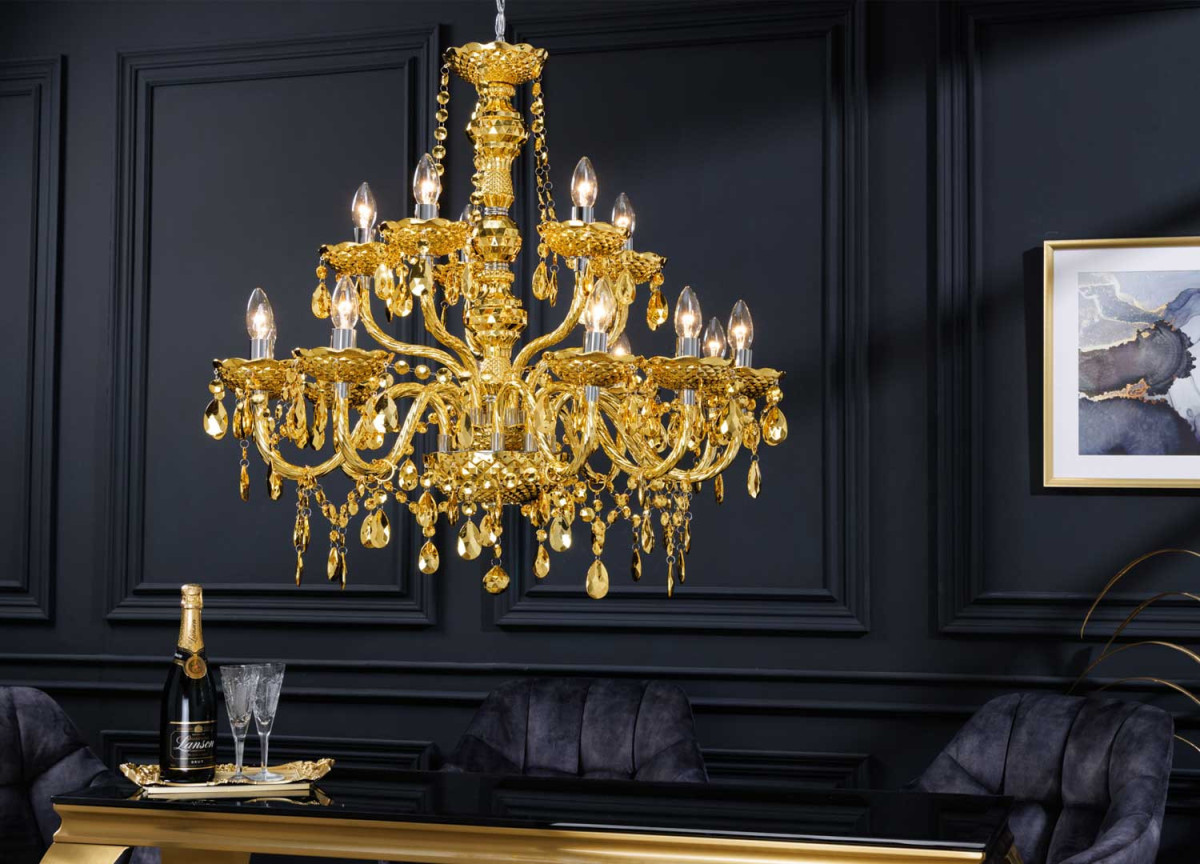 Lustre doré baroque en acrylique