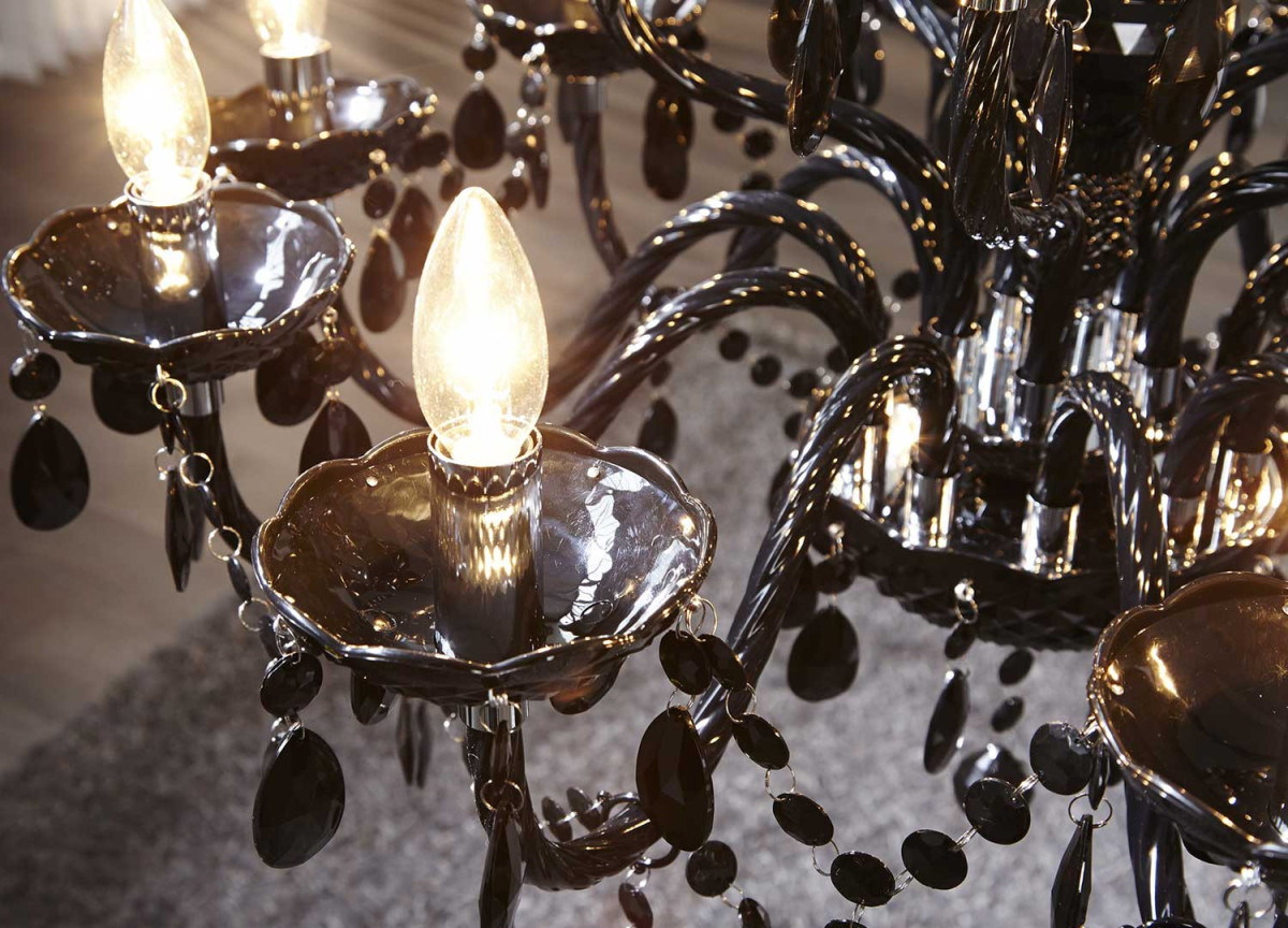 Lustre acrylique noir baroque