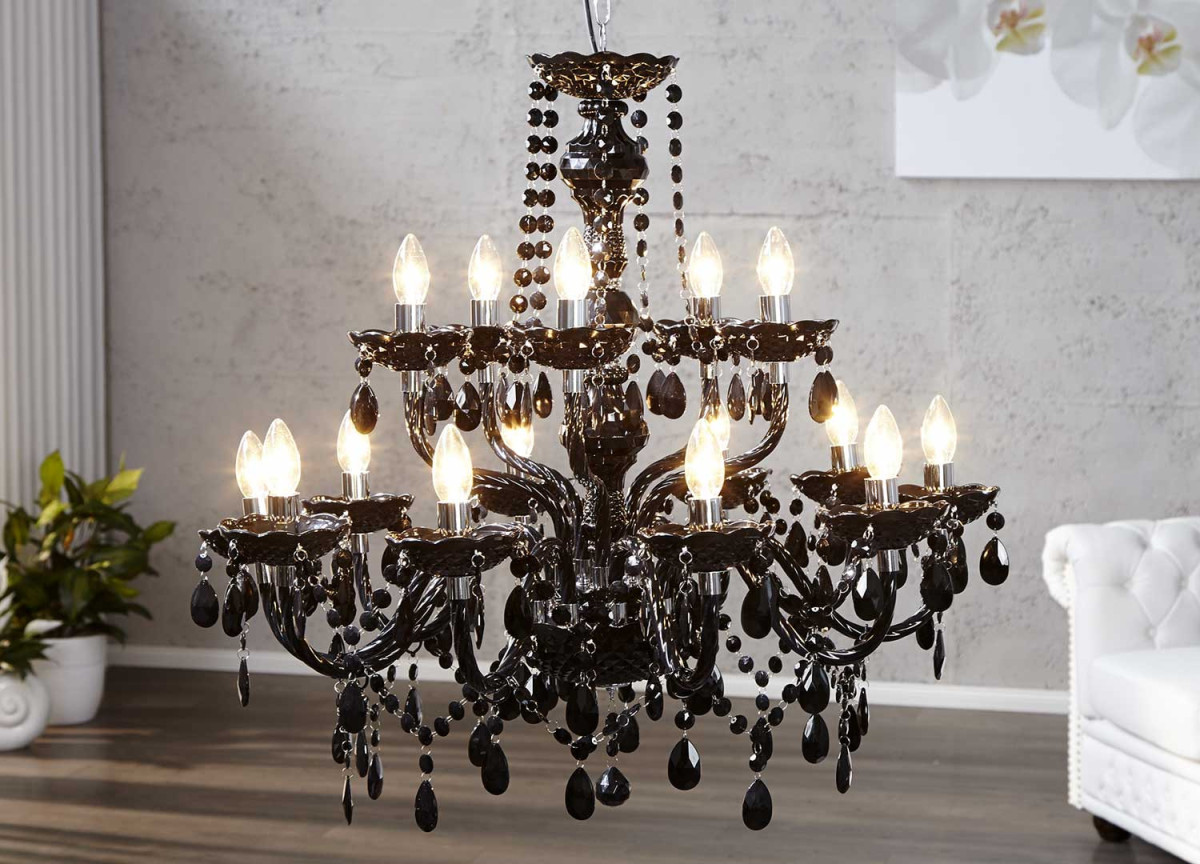 Lustre acrylique noir baroque