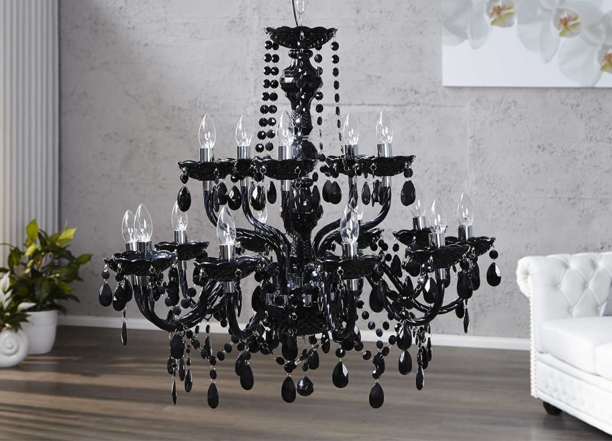 Lustre acrylique noir baroque