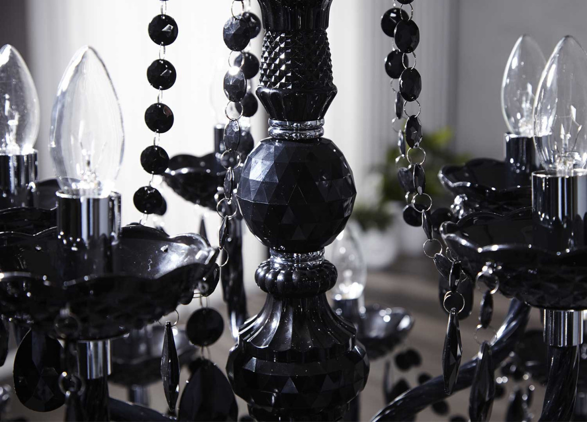 Lustre acrylique noir baroque