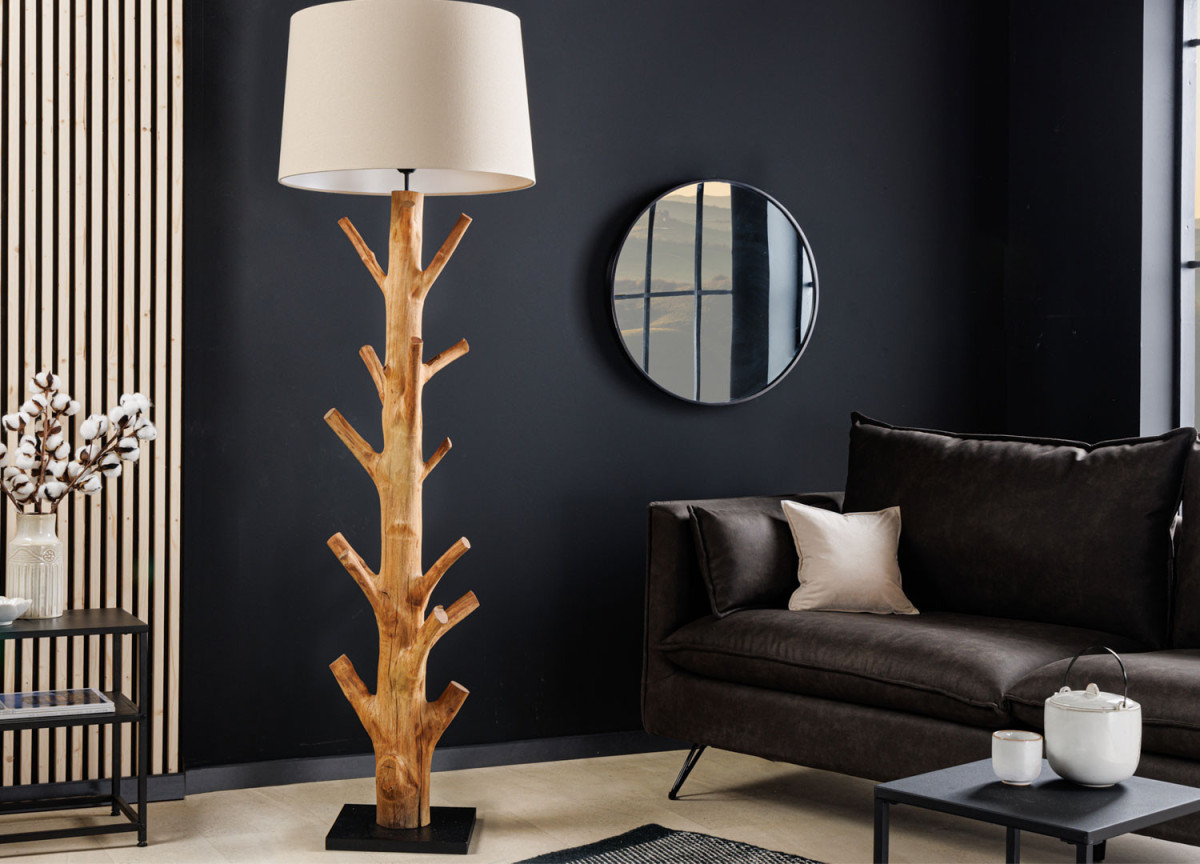 Lampe sur pied en bois massif