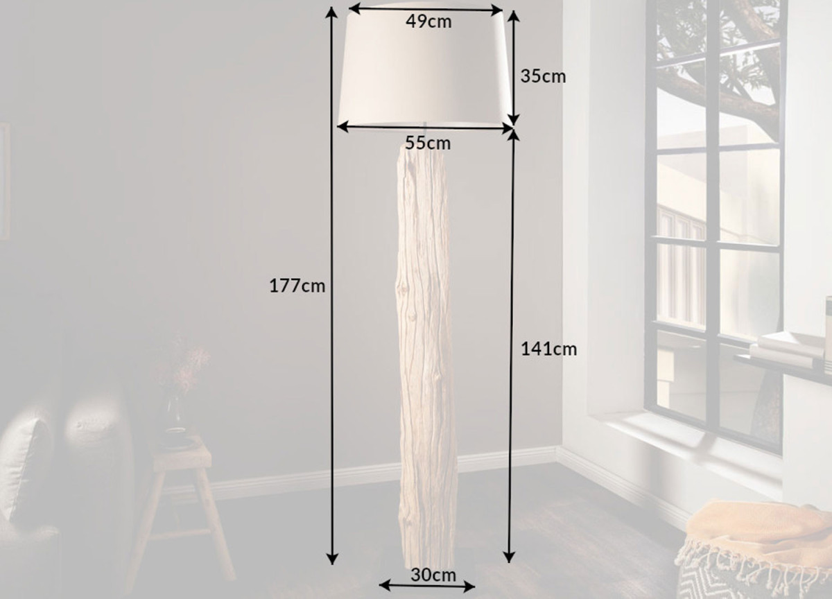 Lampe en bois flotté et lin