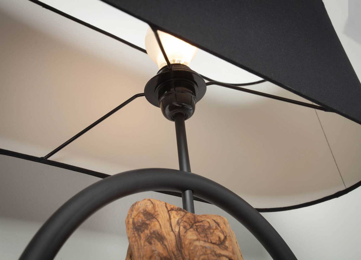 Lampe de table en bois et métal