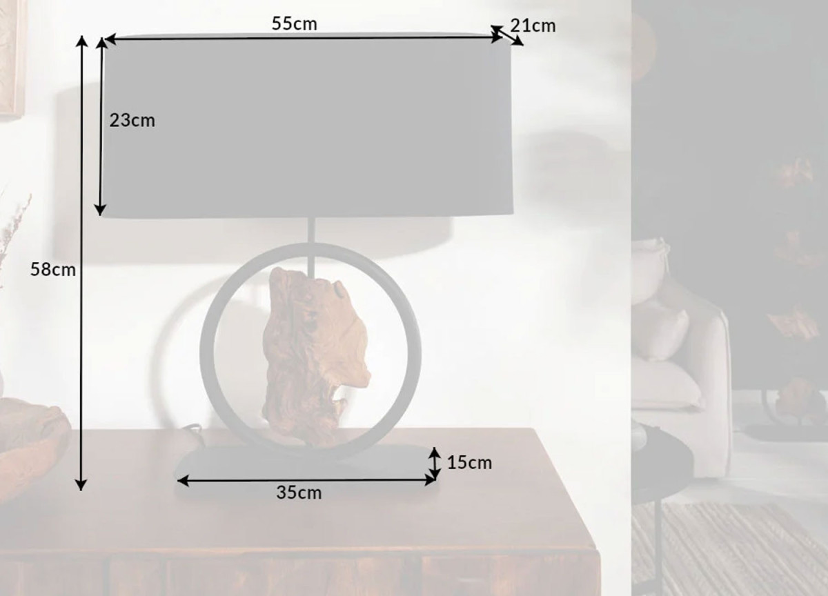 Lampe de table en bois et métal