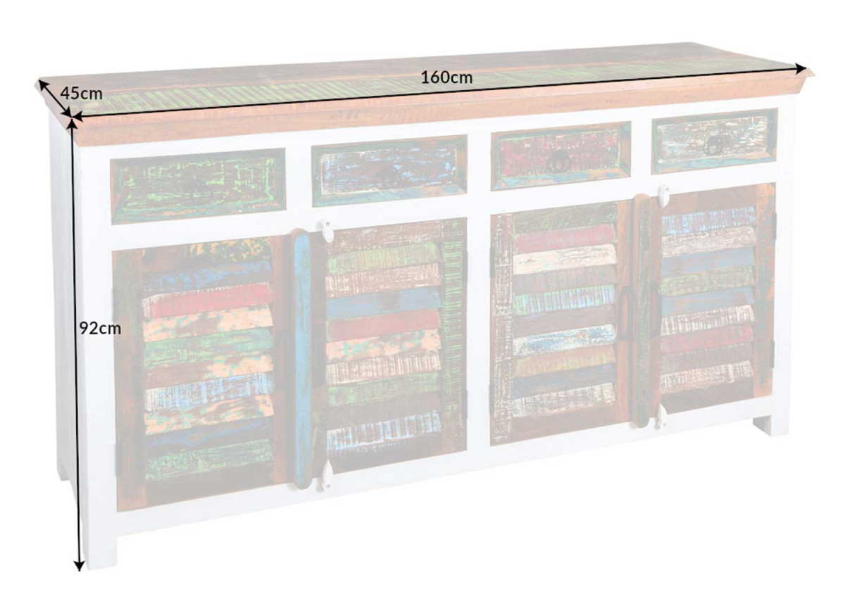 Buffet en bois recyclé coloré