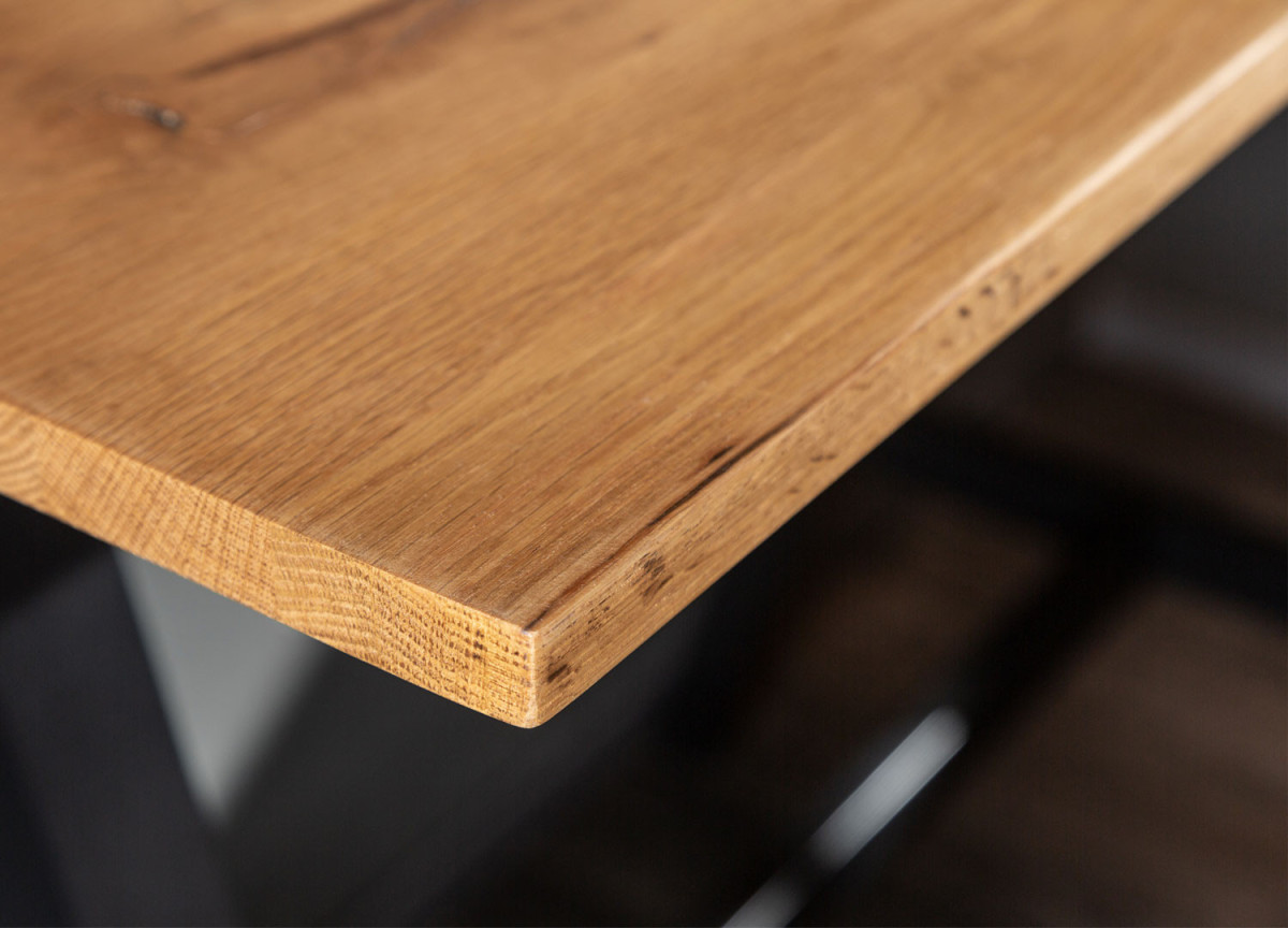 Table Haute en Chêne et Bois Noir 120 cm