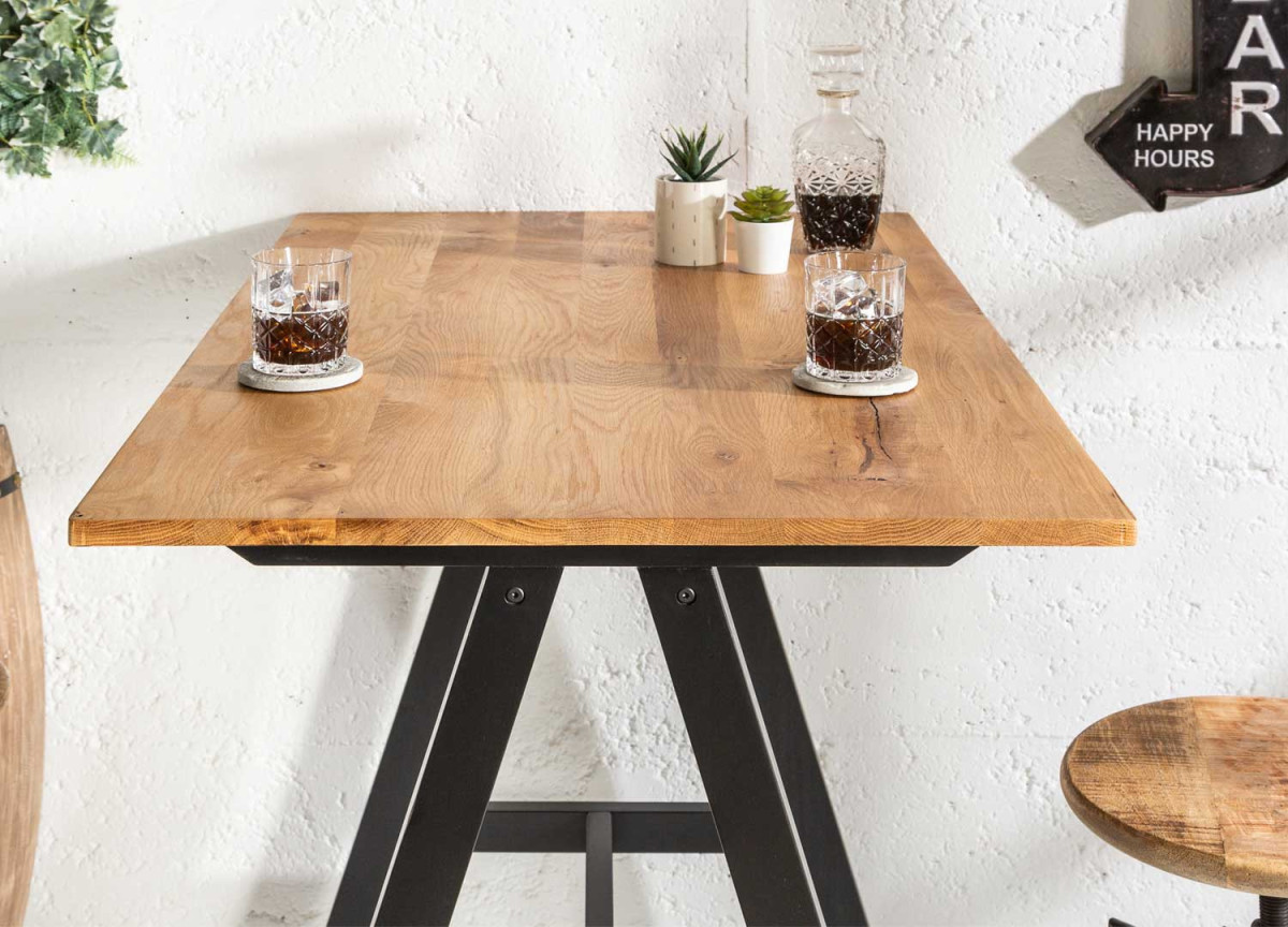 Table haute en chêne sauvage 120 cm