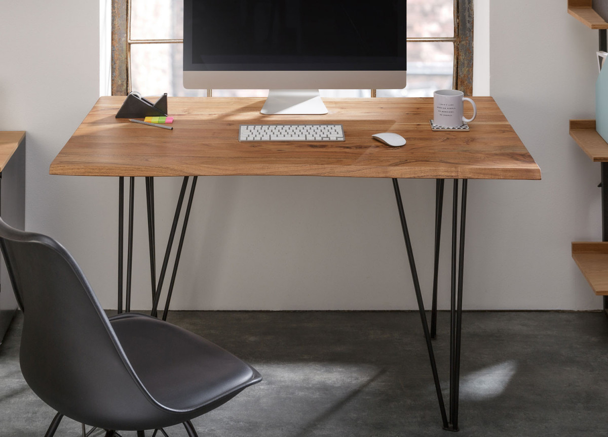 Table à manger 120 cm en acacia et pieds épingles