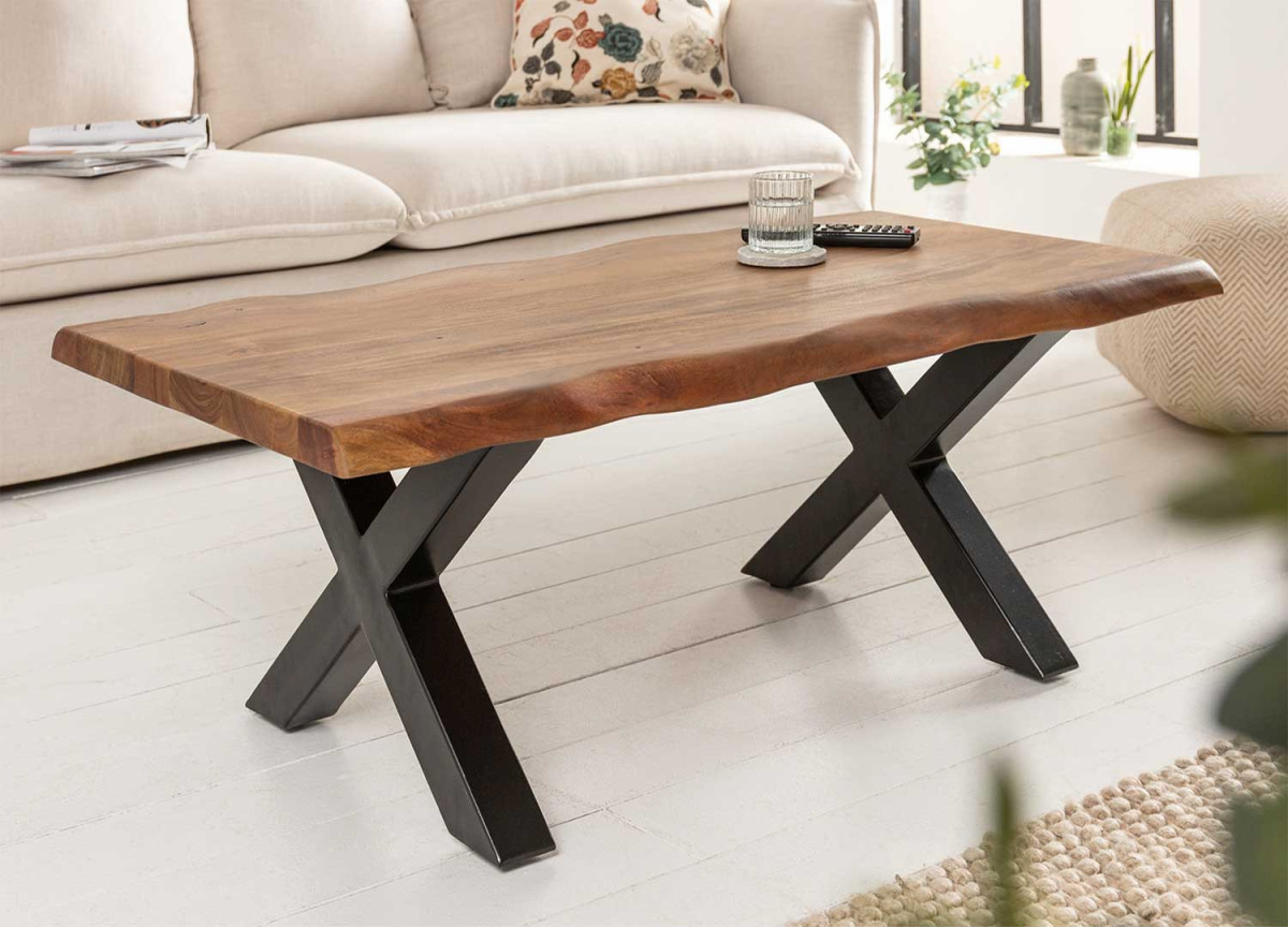 Table basse 110 cm plateau en bois massif