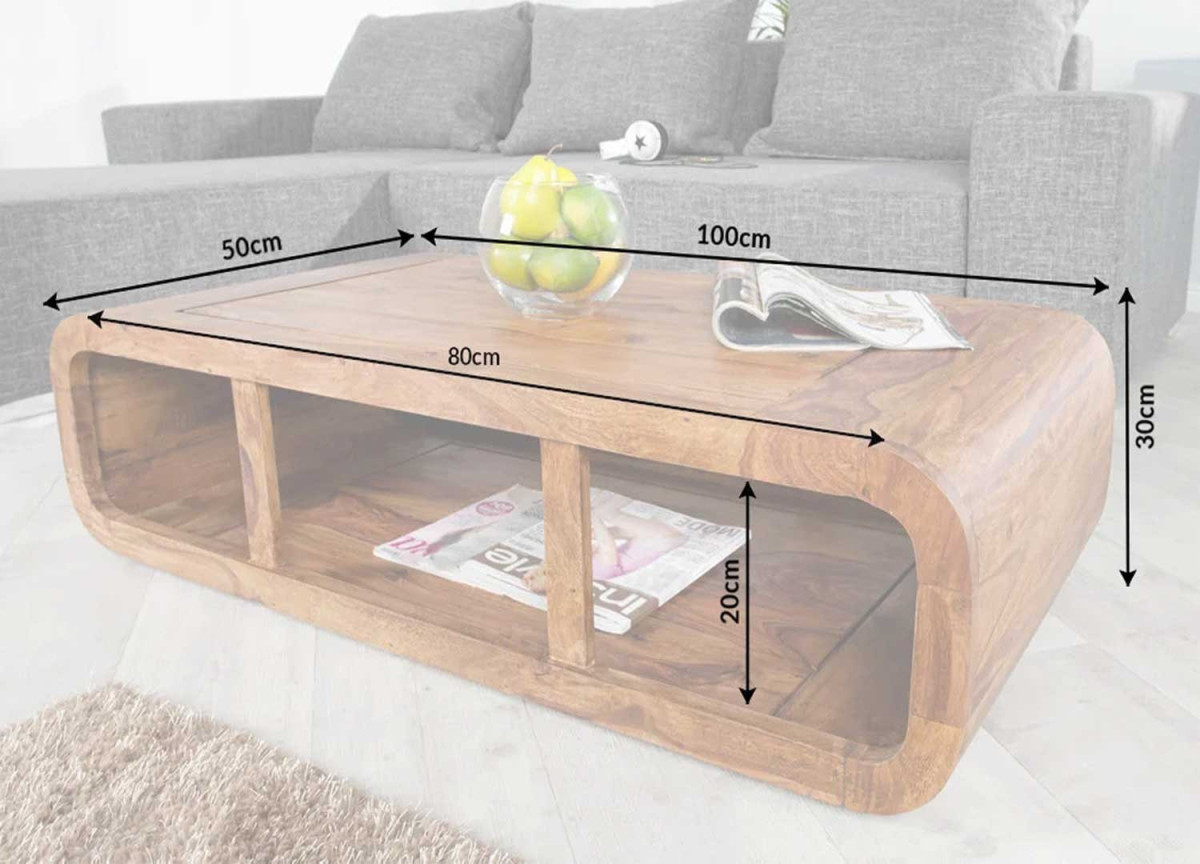 Table Basse Originale en Bois de Shesham 100x50 cm