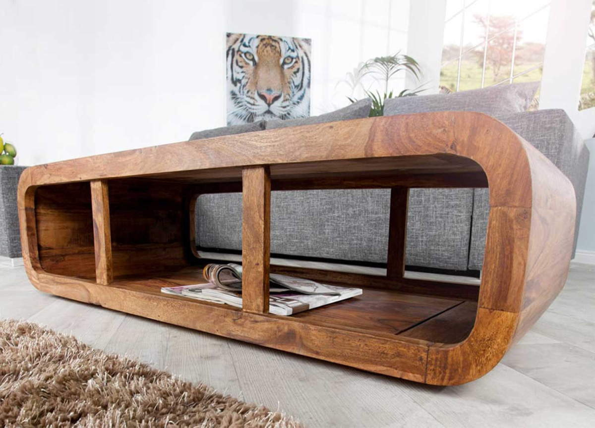 Table basse moderne en bois sesham 100x50 cm