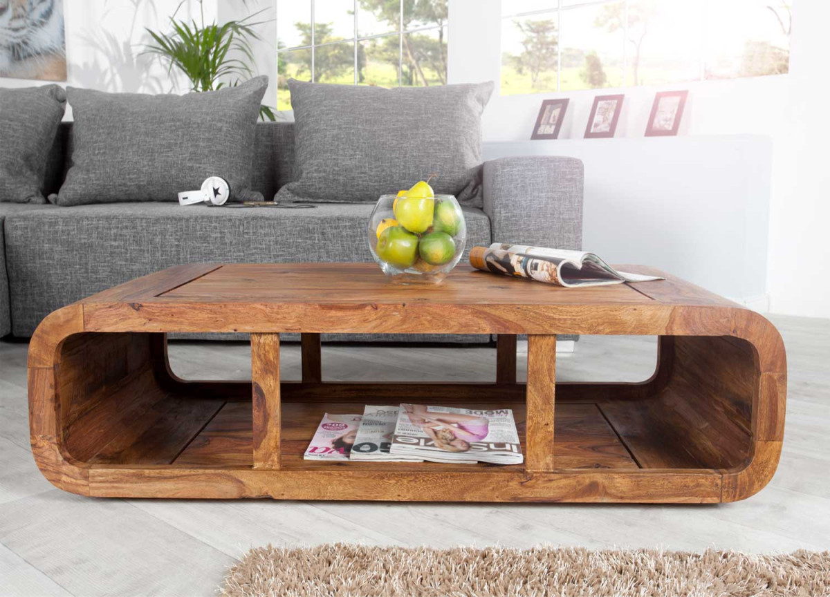 Table basse courbée en sesham 100 cm