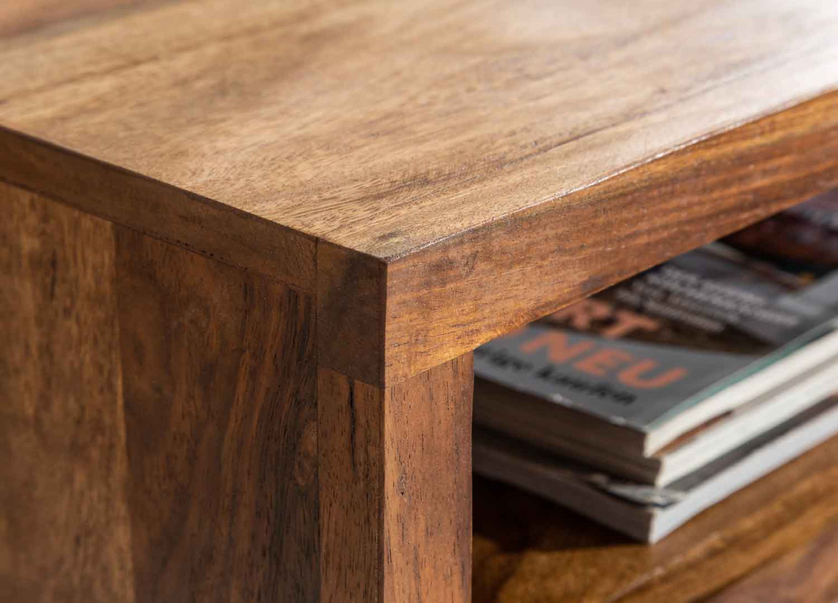 Table Basse 100x50 cm en Bois de Shesham Pieds en Épingles