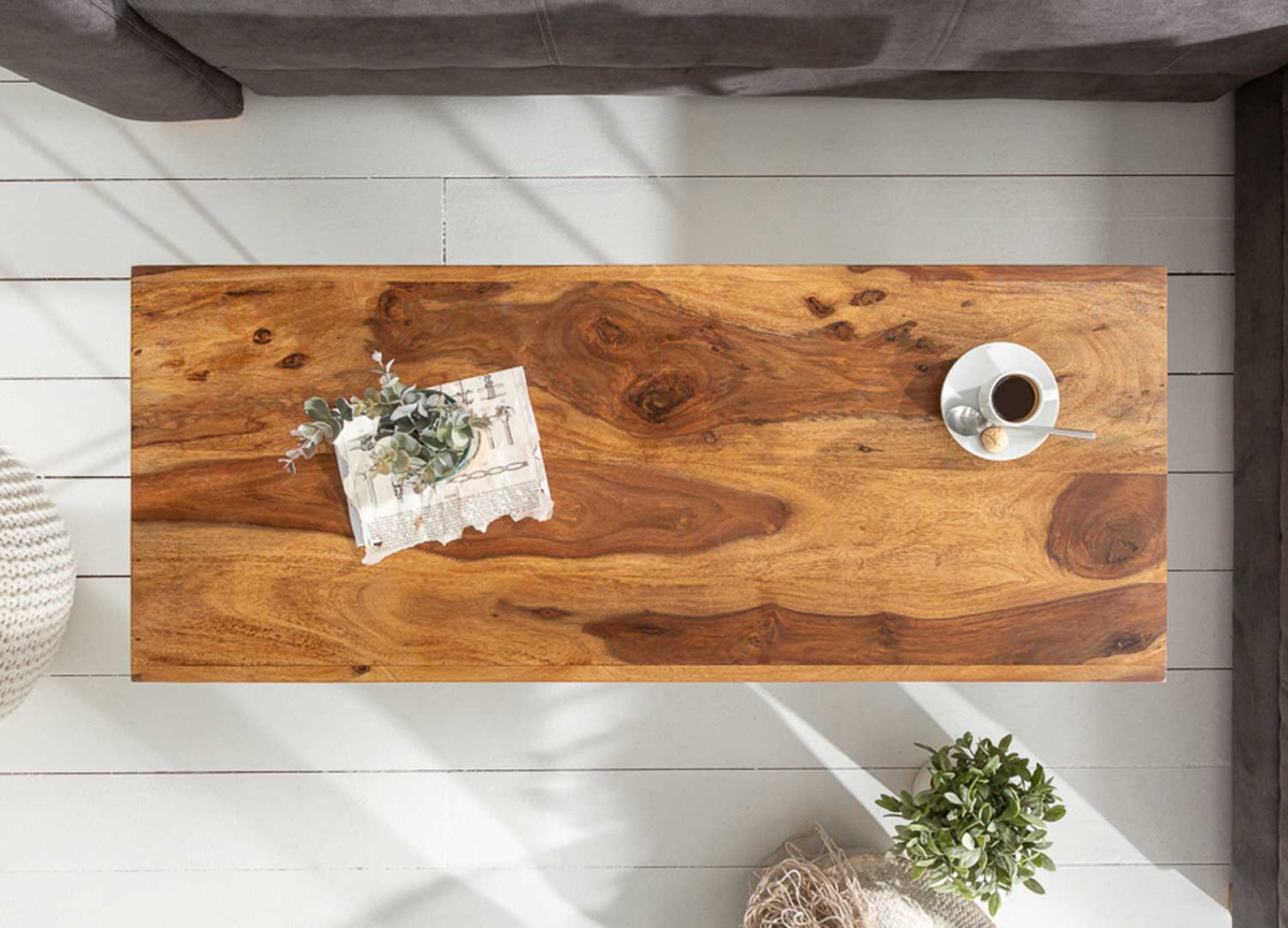 Table Basse 100x50 cm en Bois de Shesham Pieds en Épingles