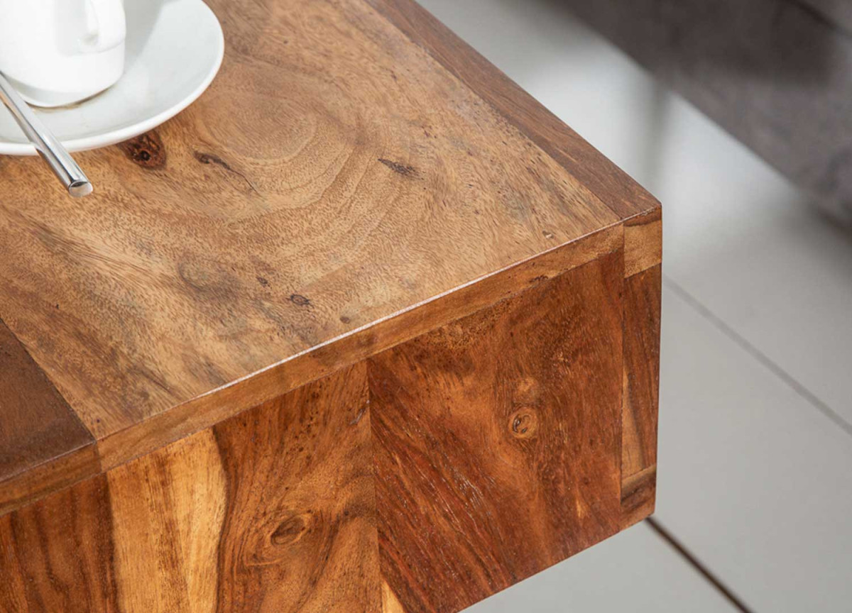 Table Basse 100x50 cm en Bois de Shesham Pieds en Épingles