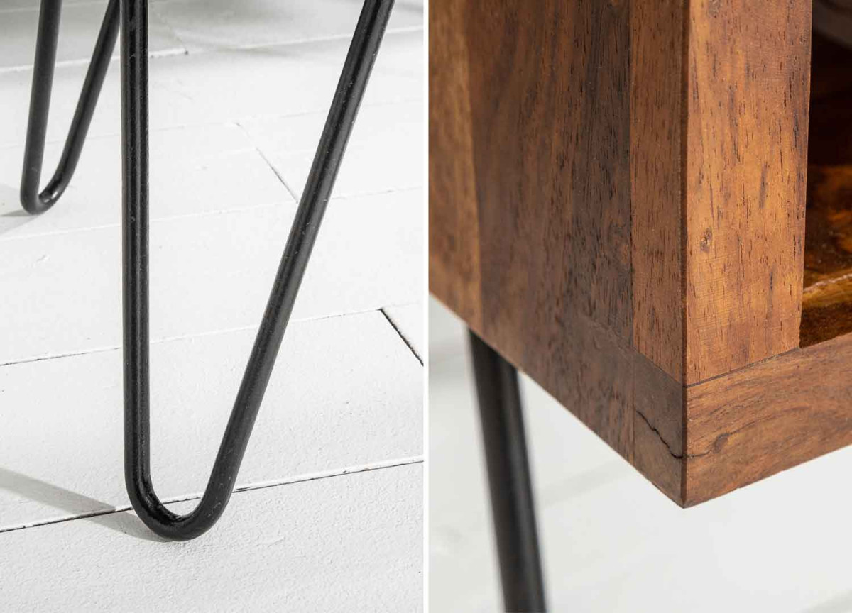 Table Basse 100x50 cm en Bois de Shesham Pieds en Épingles