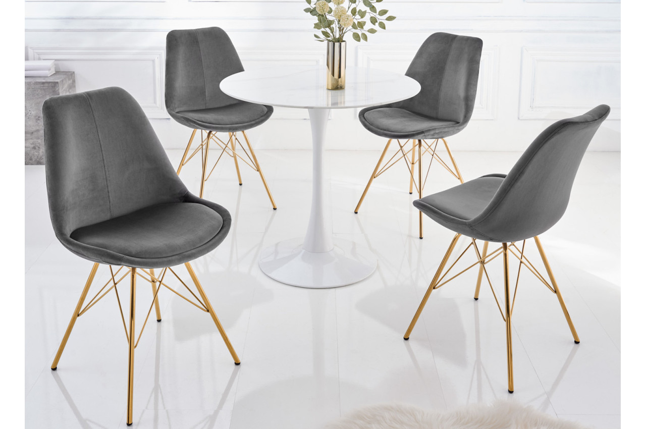 Chaise coquillage chaise design pieds métal dorés effilés velours