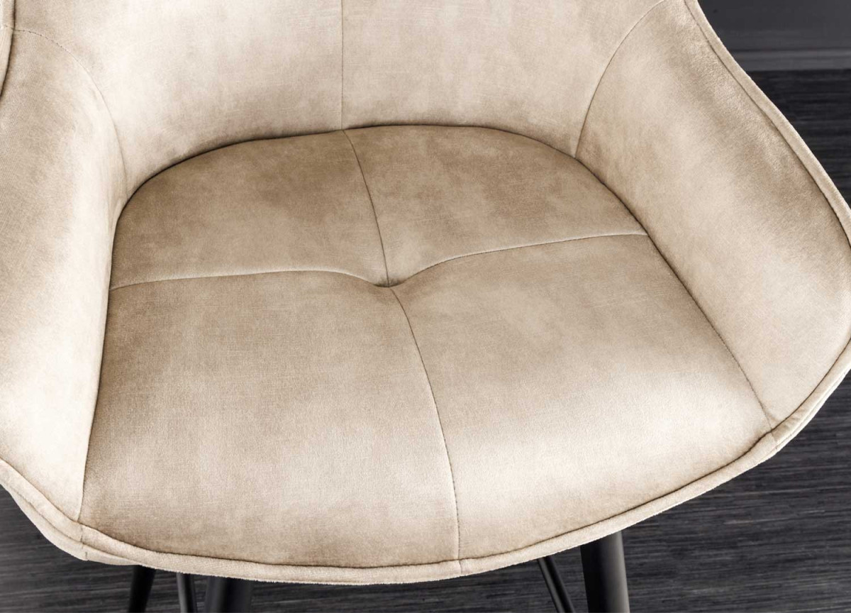 Fauteuils de bar en velours et métal noir