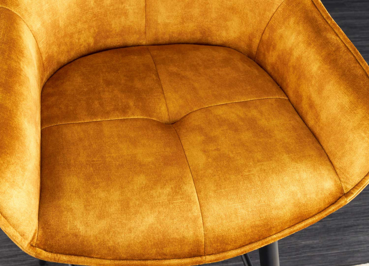Fauteuils de bar jaune moutarde et métal noir
