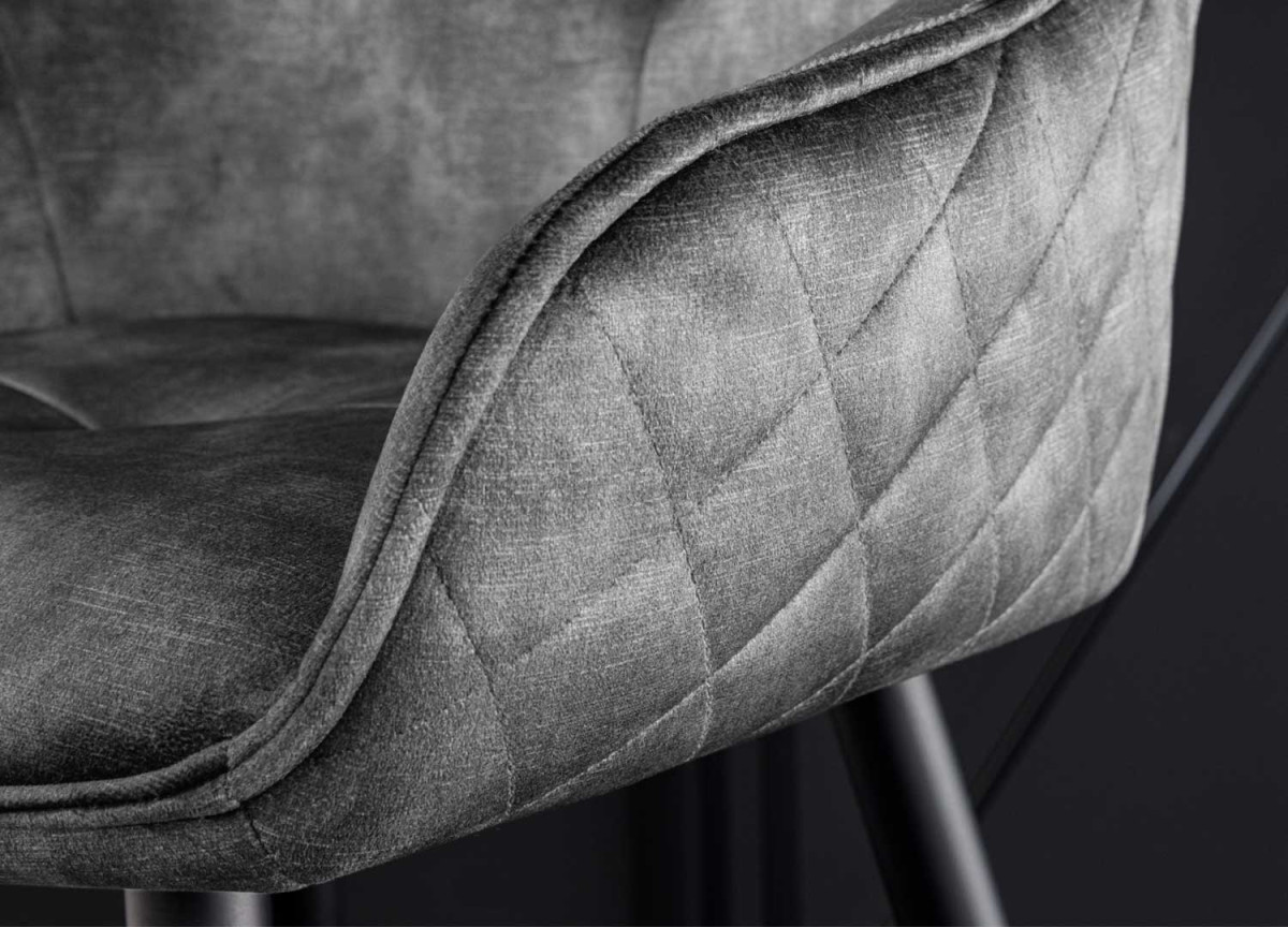 Tabourets de bar velours gris