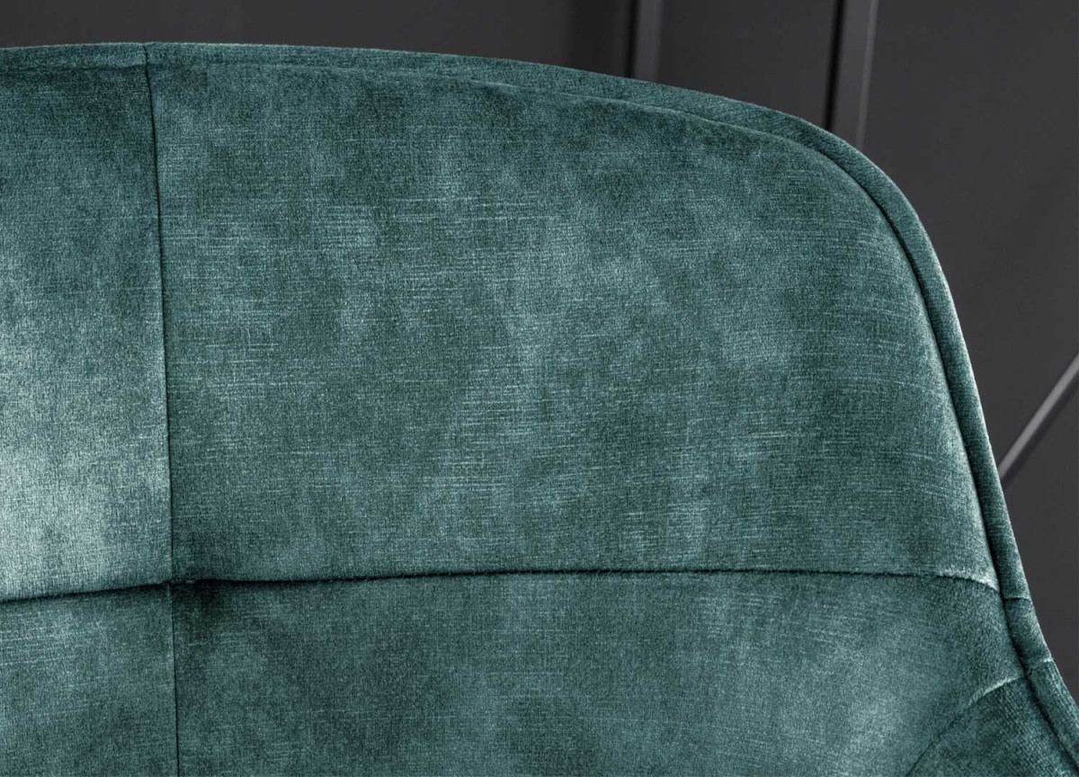Chaises hautes velours pétrole et métal