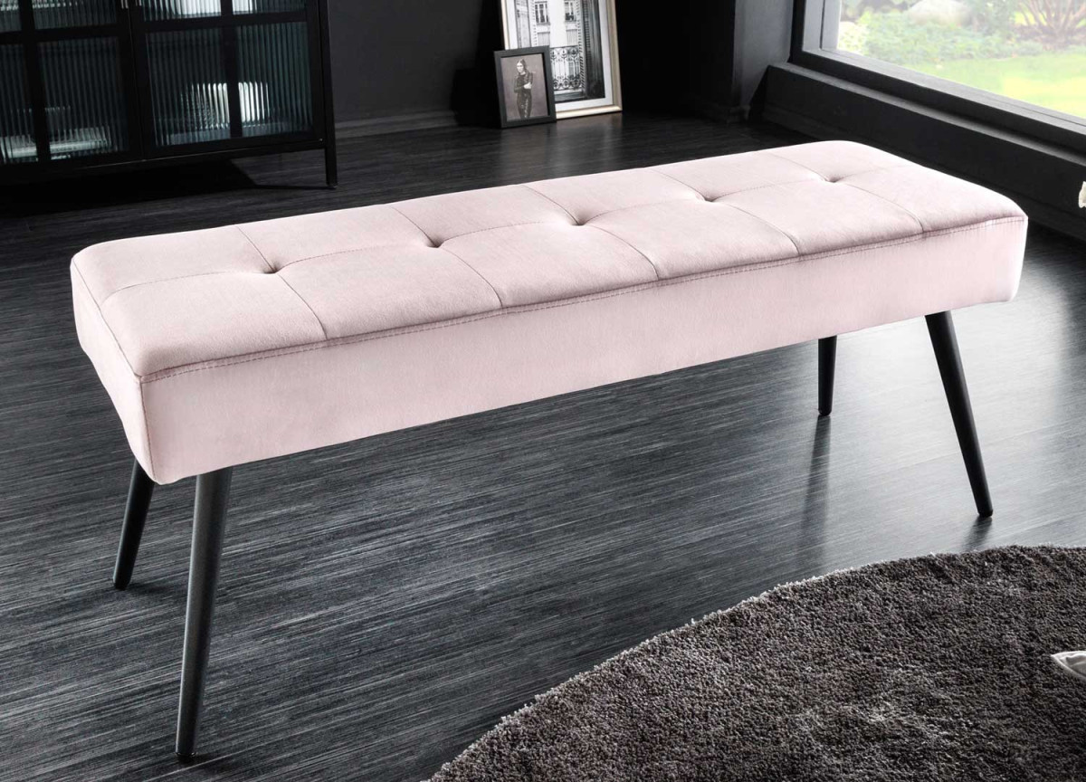 Banc d'entrée en velours rose 100 cm